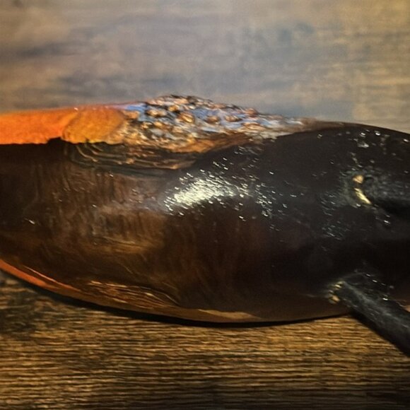 Carved Wood Bird Sculpture Folk Art Painted Bird on Metal Yarn Covered Legs 7” - Picture 9 of 11